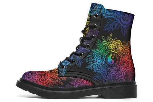 Colorful Yin Yang Boots | Black Mandala Vegan Boots | YesWeVibe Womens Boots / Black Sole / US 9.5 / EU41 ITF6_O9RYU68