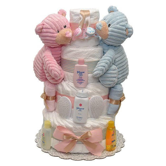 Twins Girl and Boy Cord Diaper Cake 4 Tiers GSM9_T7KCQ54