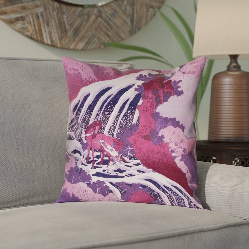 Bloomsbury Market Yasmina Zipper Horse and Waterfall Suede Pillow COVER, Pink QAC7_E0ZVE65