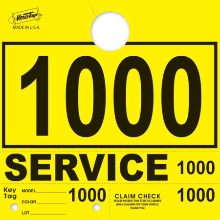 Yellow Service Department Hang Tags Window Tag 1000 per Box, 1000-1999 ULA4_P5VDY17