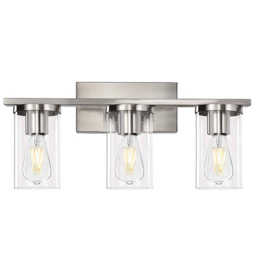 Bathroom Vanity Light, 3-Light Brushed Nickel Metal Wall Lighting Fixtures for HEU4_K1OWQ09