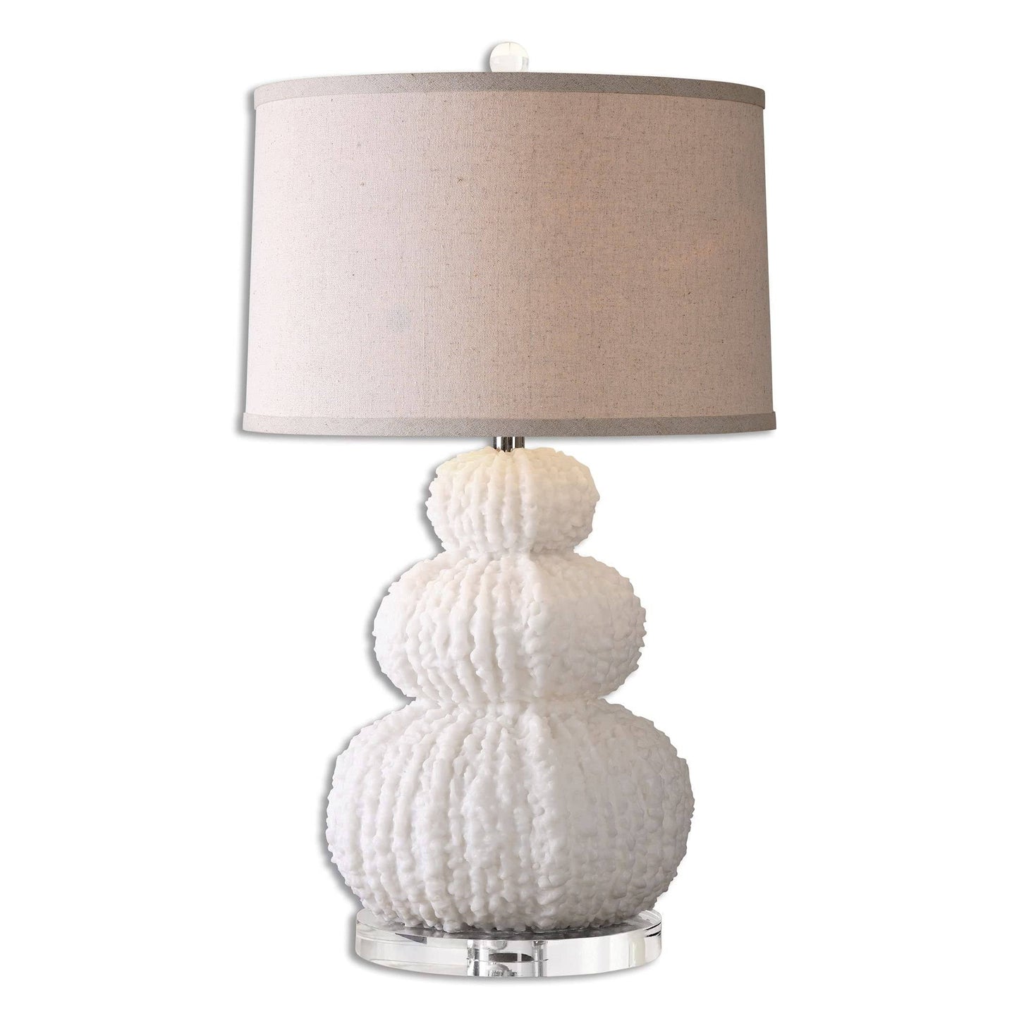 Stacked Sea Urchin White Table Lamp | Coastal Modern Shell BGE6_R7GOK34