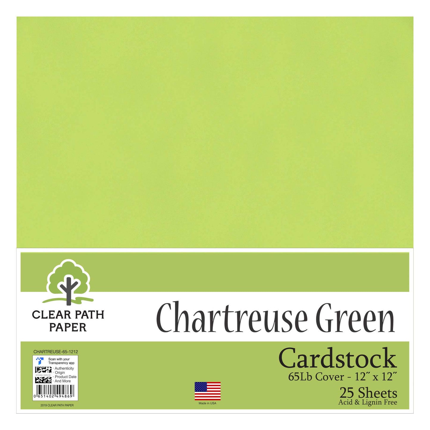 Chartreuse Green Cardstock - 12 x 12 inch - 65lb Cover - 25 Sheets - Clear Path Paper UUP5_I6ZHX15