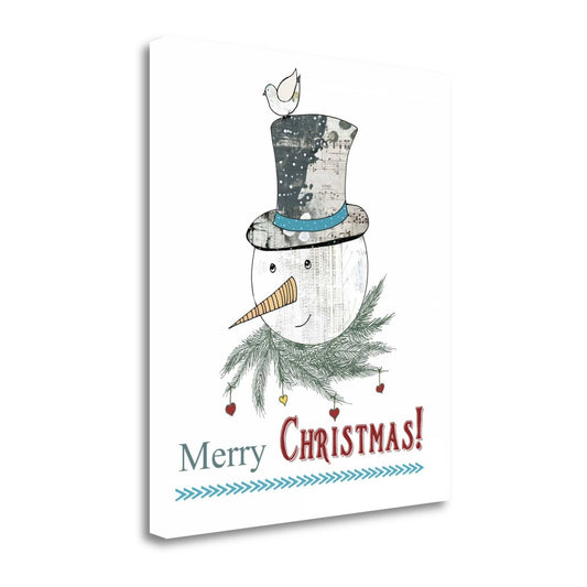 Tangletown Fine Art Snowman and Bird Graphic Art Print on Wrapped Canvas, White NTU0_R2JMB51