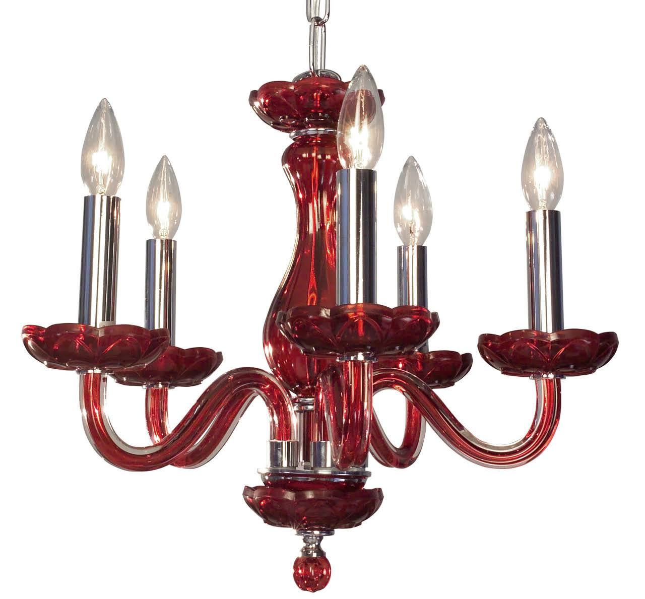 Classic Lighting 82045 Red BK Monaco 5 Light Chandelier in Red with Black French Pendalogs Crystal JXP5_O4HVN09