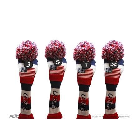 USA Majek Golf 3 5 7 x Fairway Woods Headcovers Pom Pom Knit Limited Edition VIN NBP4_P8MXI97