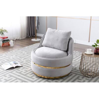 32.2x22 Wide Velvet Swivel Accent Chair Everly Quinn Fabric: Gray Velvet HBB2_P4CHU78