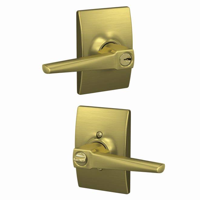 Schlage F51AELR608CEN Eller Keyed Entry Lever with Century Trim Finish: Satin Brass RDK0_Y6JNZ10