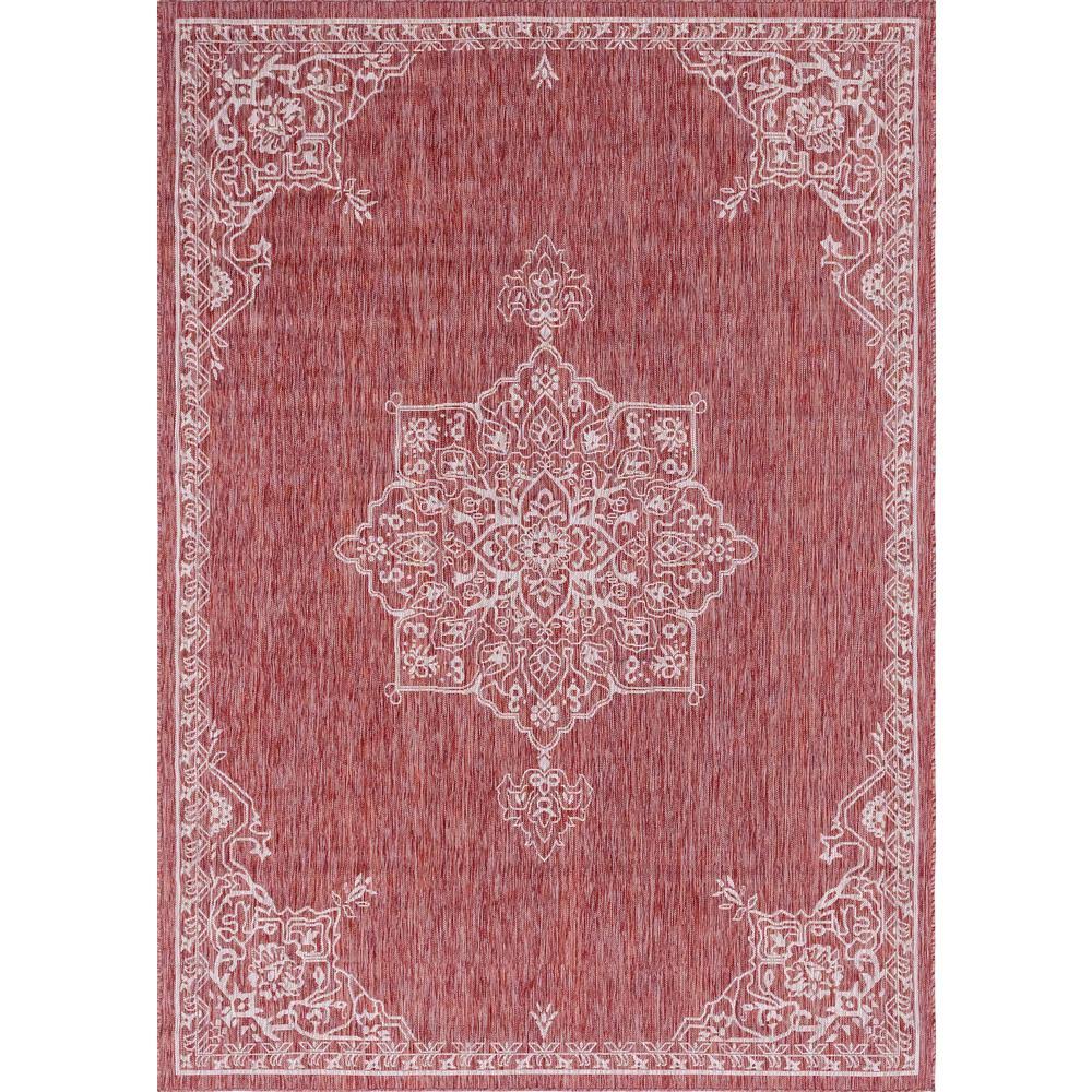 Unique Loom Rust Red Antique 7 ft. x 10 ft. Indoor/Outdoor Area Rug HQE9_G9CTO26