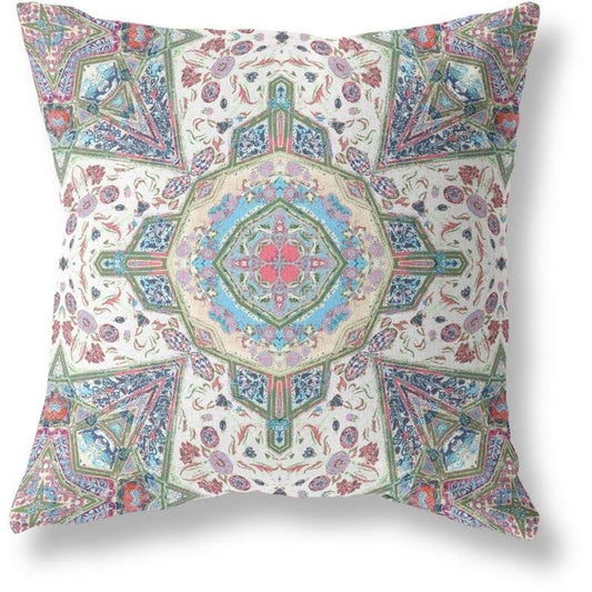 Buddha Flower Ceremony Blown and Closed Pillow Green Cream Pink 28x22x28x22 GEY7_E0XDL42