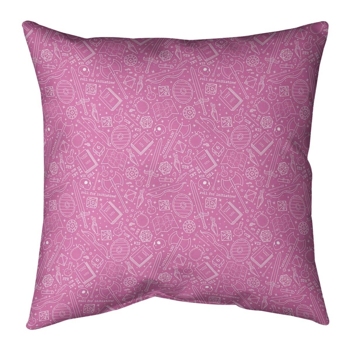 White Accent Classic RPG Pattern Throw Pillow - 26 x 26 - Purple  White - Faux Suede FQN0_U1DJY52