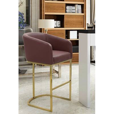 Everly Quinn Stevan Bar  Counter Stool in Gold Frame Upholstery Color: Wine, Seat Height: Bar Stool (29.25x22 Seat Height) WKR6_U2NMJ01