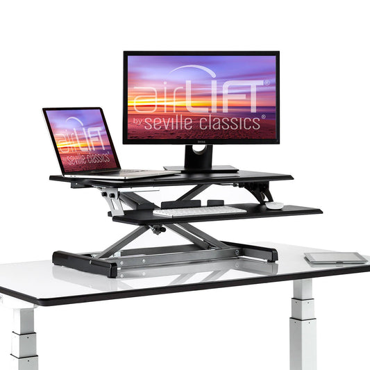 Seville Classics AirLift 30& Sit-Stand Desk Converter Riser WWP8_T6RXY19