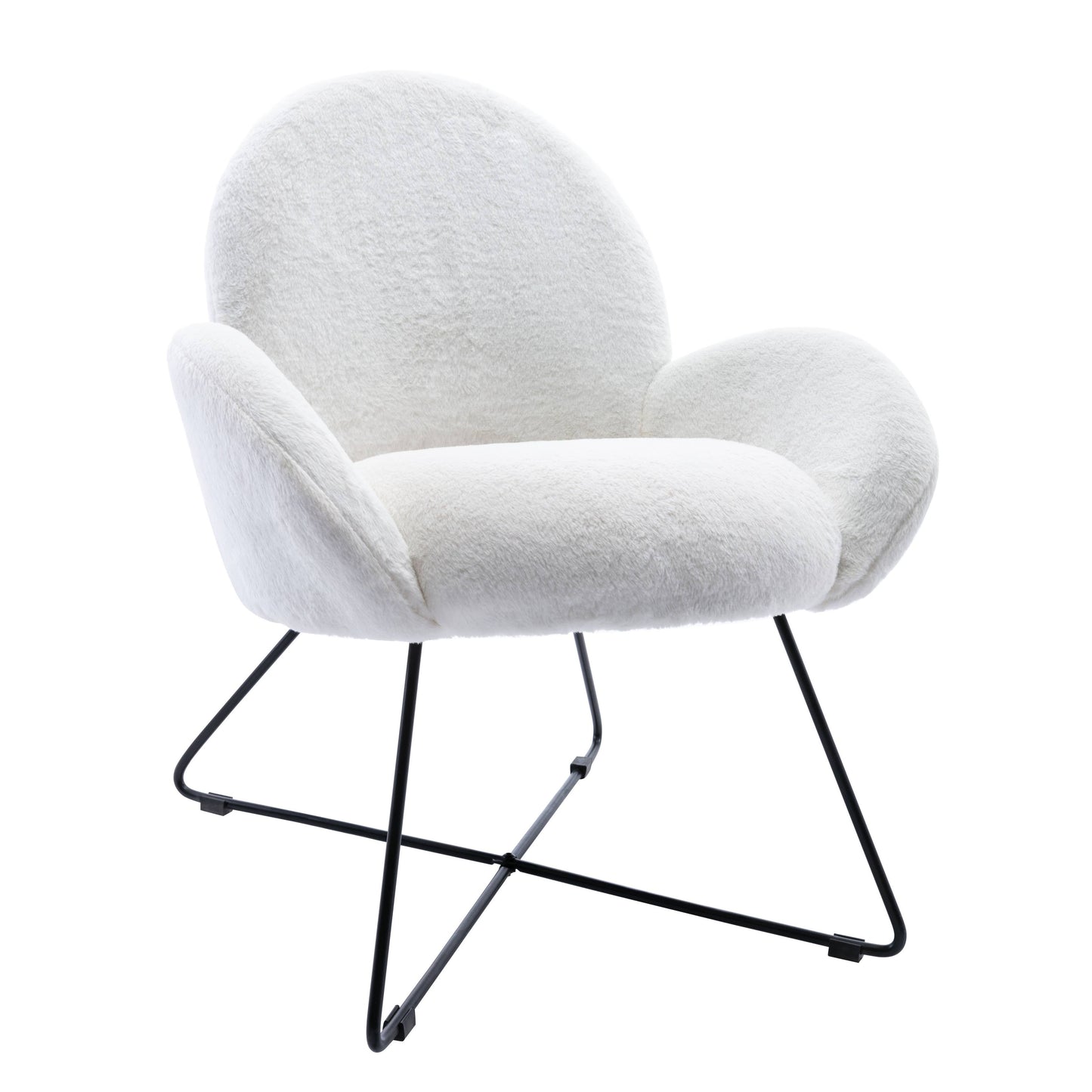 Corvus Rowen Modern Fleece Upholstered Accent Chair with Arm - White VYV2_Z1HIV52