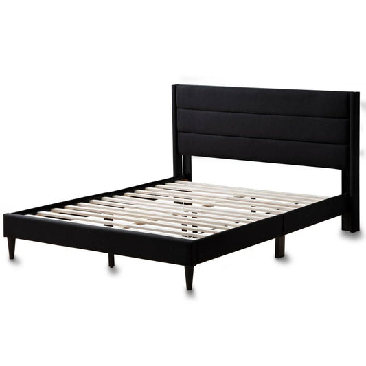 Brookside Sara Black Twin XL Upholstered Bed with Horizontal Channels XWI8_M3SRD43