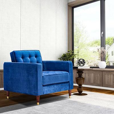 Aprilia 33.46x22 Wide Tufted Velvet Armchair Corrigan Studio Fabric: Blue Velvet FYX1_H2UXQ74