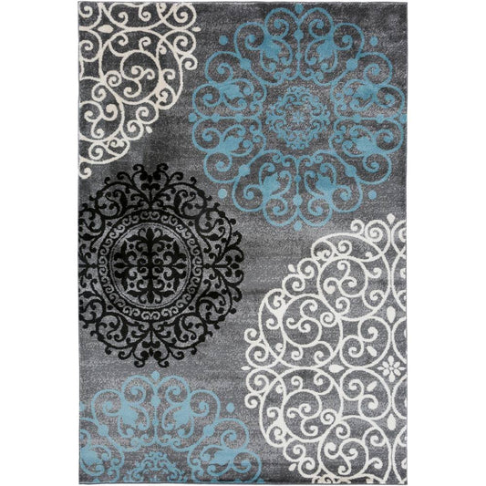 Contemporary Floral Gray 53 inch x 73 inch Indoor Area Rug FCK3_X1HLL32