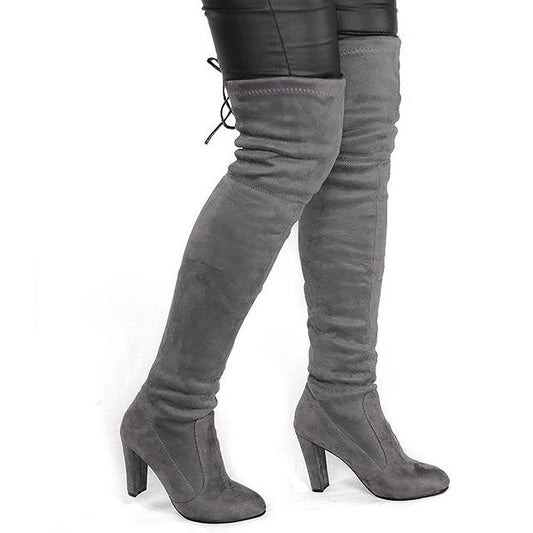 Womens High Boots Over The Knees Stretch Tight Faux Dark Grey 10.5 HSY2_W4MCA35