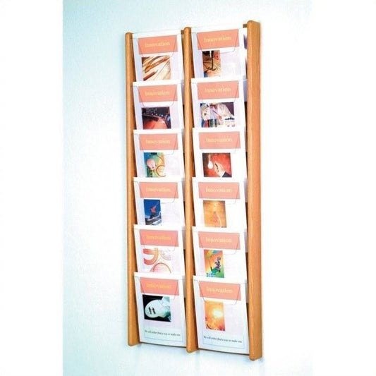 Pemberly Row 12 Pocket Acrylic and Oak Literature Display in Light Oak TSW5_F6LOD27