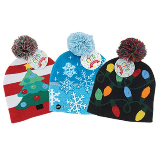 DM Merchandising 9037316 Lotsa Lites Christmas Knitted Acrylic Hat - Pack of 24 SDG4_D9ZVP55