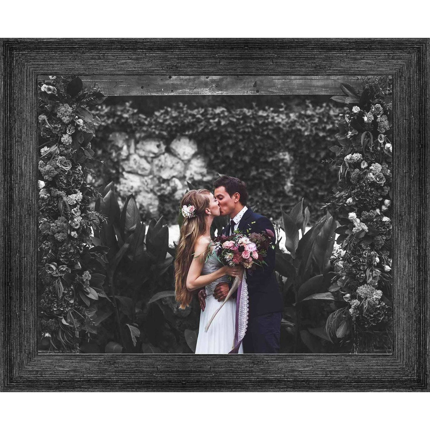 CustomPictureFrames.com 40x13.5 Black Barnwood Picture Frame - with Acrylic Front and Foam Board Backing FFG9_Q0JWF09