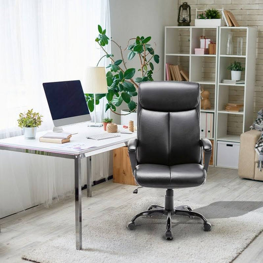 Executive Bonded Leather Computer Desk Swivel Task Chair by AOOLIVE - Black HXK9_Y1ZWM83