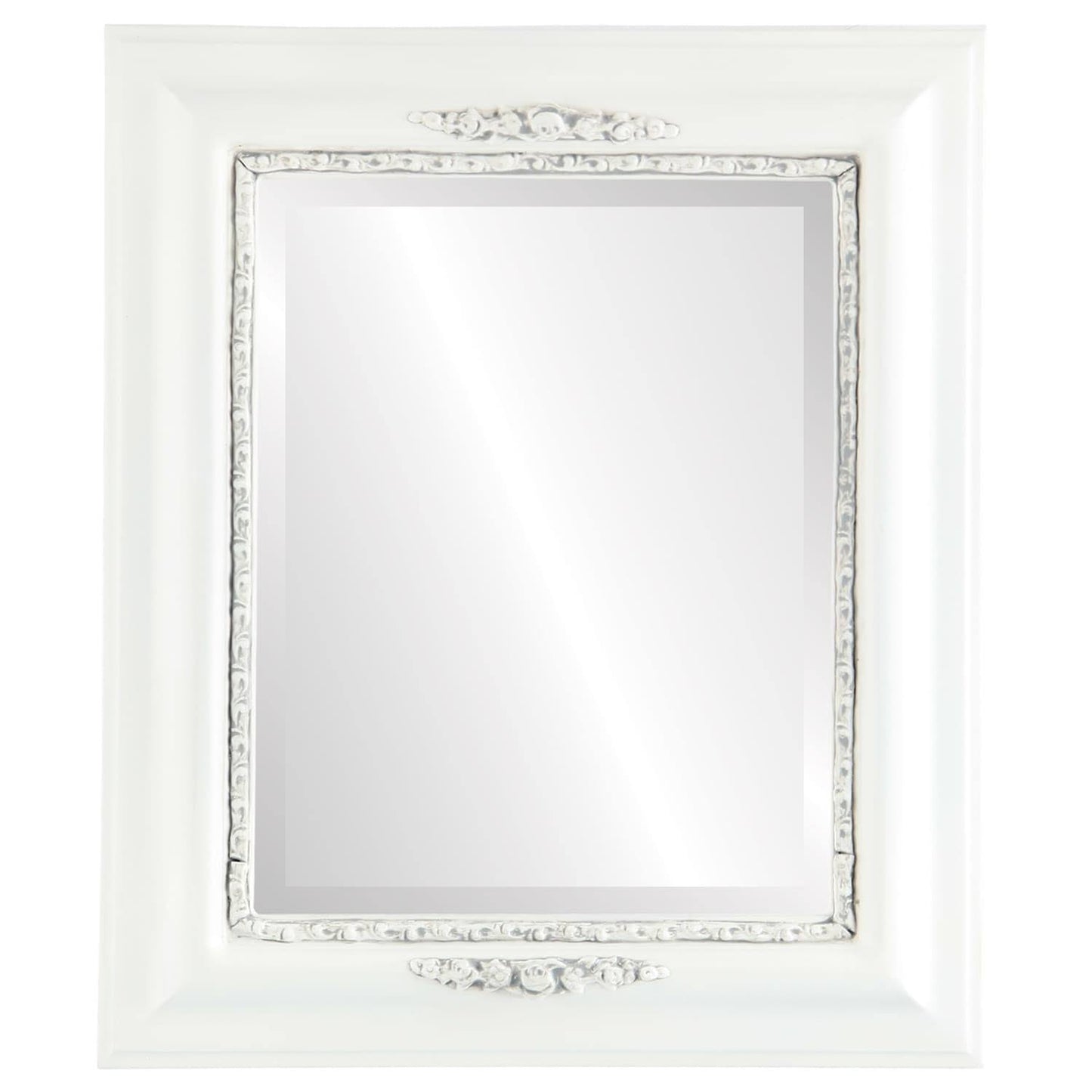 The Oval and Round Mirror Store Boston Framed Rectangle Mirror in Linen White QIP4_W1NKW57