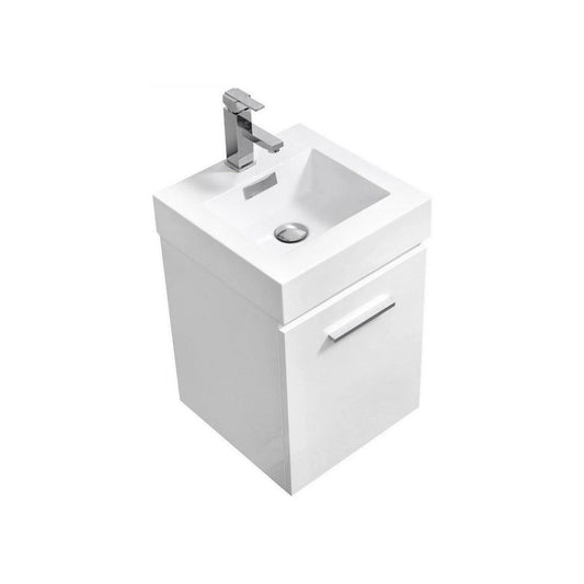 Bliss 16x22 High Gloss White Wall Mount Modern Bathroom Vanity NMQ5_M2WUJ98