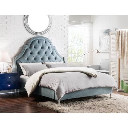 Chic Home Constantine Bed Frame Headboard Velvet Upholstered, Size: Queen, Blue FKW1_O3AWB42