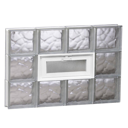 Clearly Secure 31 in. x 23.25 in. x 3.125 in. Frameless Wave Pattern Vented Glass Block Window 3224VDC SDJ3_G8YEN62