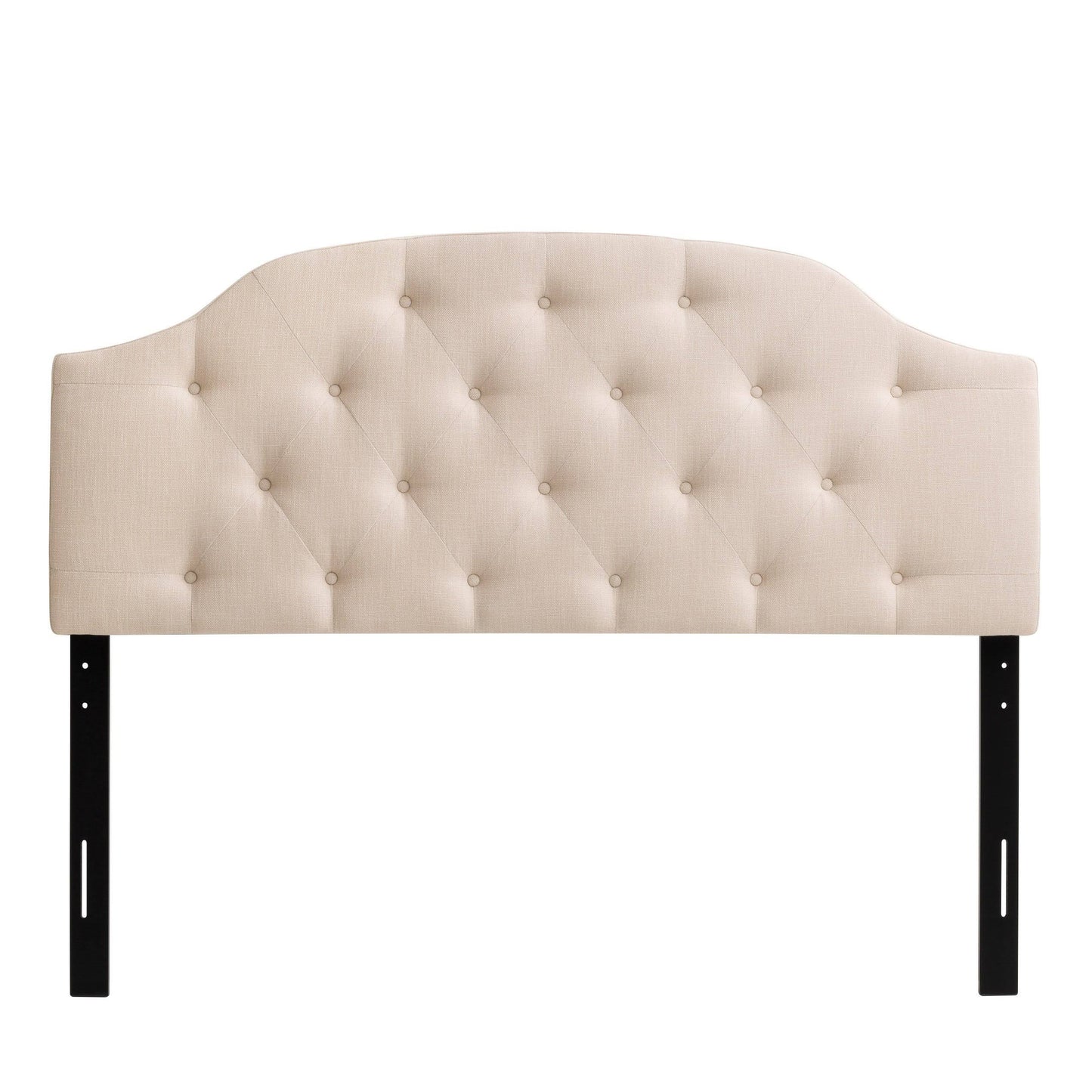 CorLiving - Diamond Button Arched-Panel Tufted Fabric Double/Full Headboard - Cream AFE6_I7BWW65