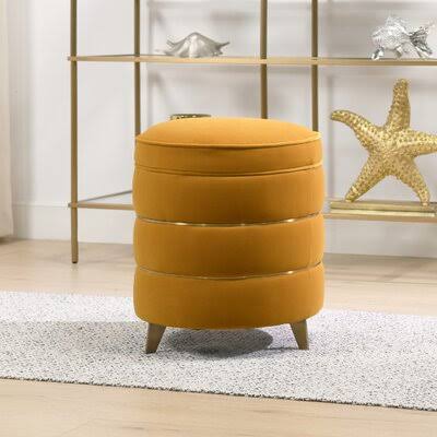 Virginio 16x22 Wide Velvet Round Storage Ottoman Everly Quinn Body Fabric: Rich Yellow Velvet YML4_M0SWP81