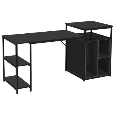 Computer Desk with Printer Stand, Shelf, Large Desk with Bookshelf Black Inbox Zero Color (Top/Frame): Black SYE7_S4QKY41