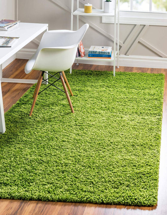 Solid Shag Rug (Rectangular, Small - Medium ) Exclusive at Rug Mart 3x5 / Grass Green FJT1_H0TJF26