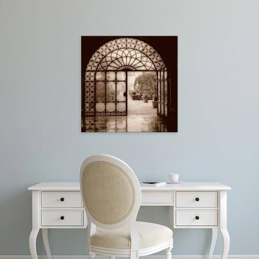 Easy Art Prints Alan Blausteins Courtyard in Venezia (sepia) Premium Canvas Art - 24 x 24 - Classic Black Frame HGR1_T9KQD47