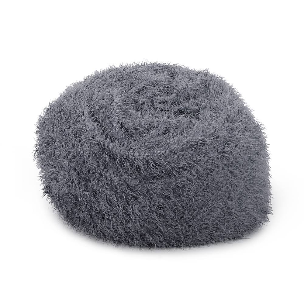 Noble House 5 ft. Grey Long Faux Fur Bean Bag ESR8_Q1LFP81