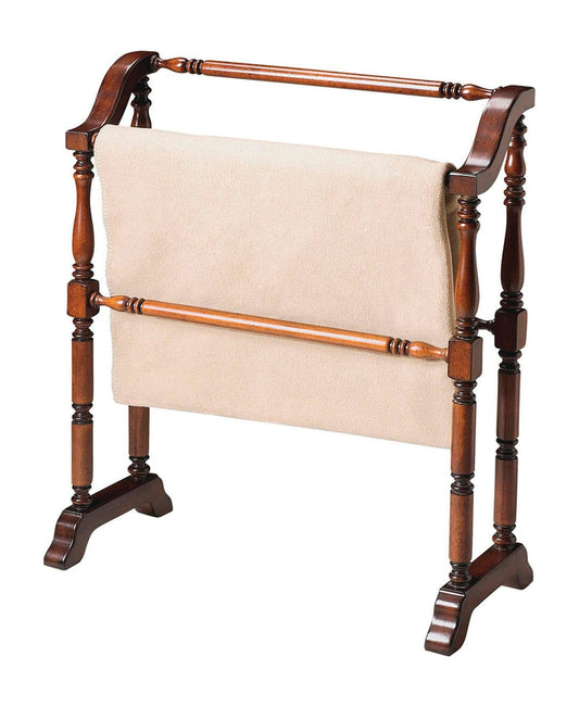 Offex Traditional Plantation Cherry Blanket Rack - Dark Brown GQH4_I2SYK92