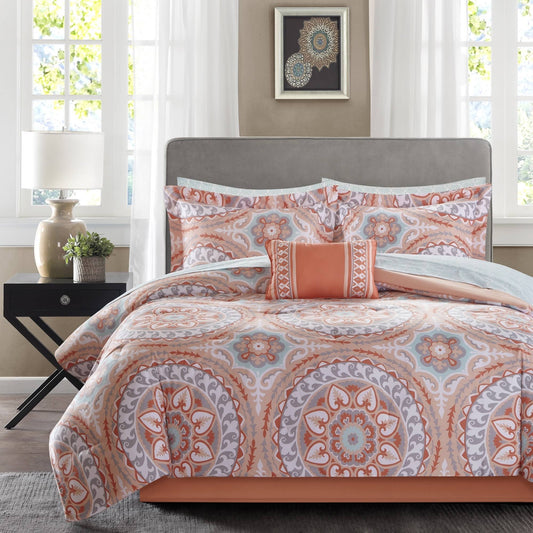 The Curated Nomad La Boheme Coral Complete Comforter and Cotton Sheet Set - Twin XL UEO4_N2RIA97