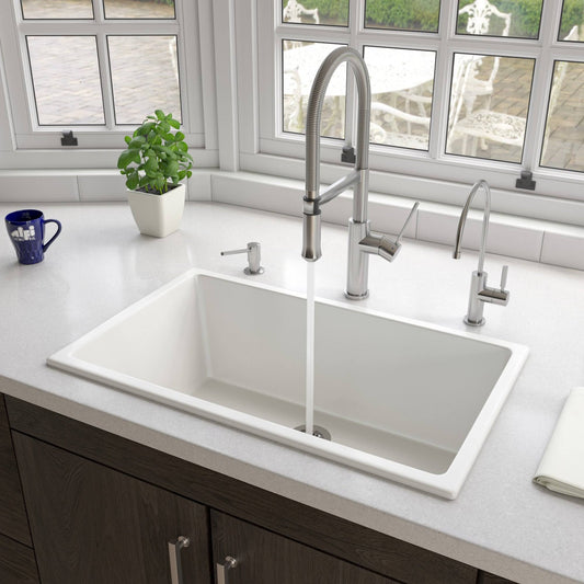 Alfi Brand AB3018UD-W 30x22 Undermount / Drop in Fireclay Kitchen sink- White MYF7_O5CBP85