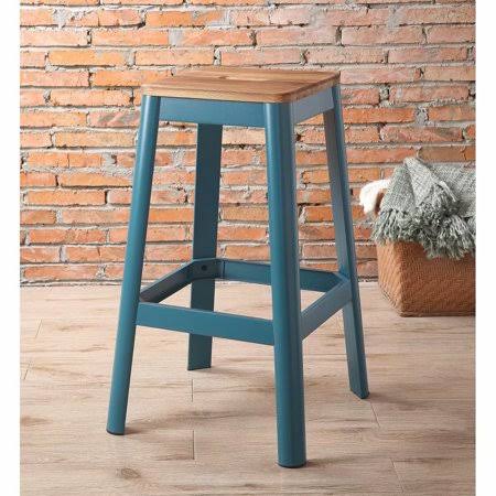 Acme Jacotte Bar Stool (1pc) in Natural  Teal 72333, Size: 30 BGJ4_I4ANF92