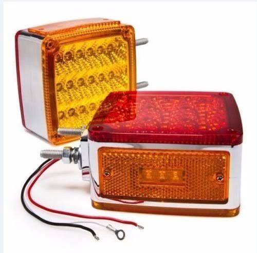 2pc Amber Red 39 LED Double Face Stud Mount Pedestal Fender Stop Turn Tail Light for Truck Trailer Peterbilt Freightliner Kenwor EPG6_Y0TYM13