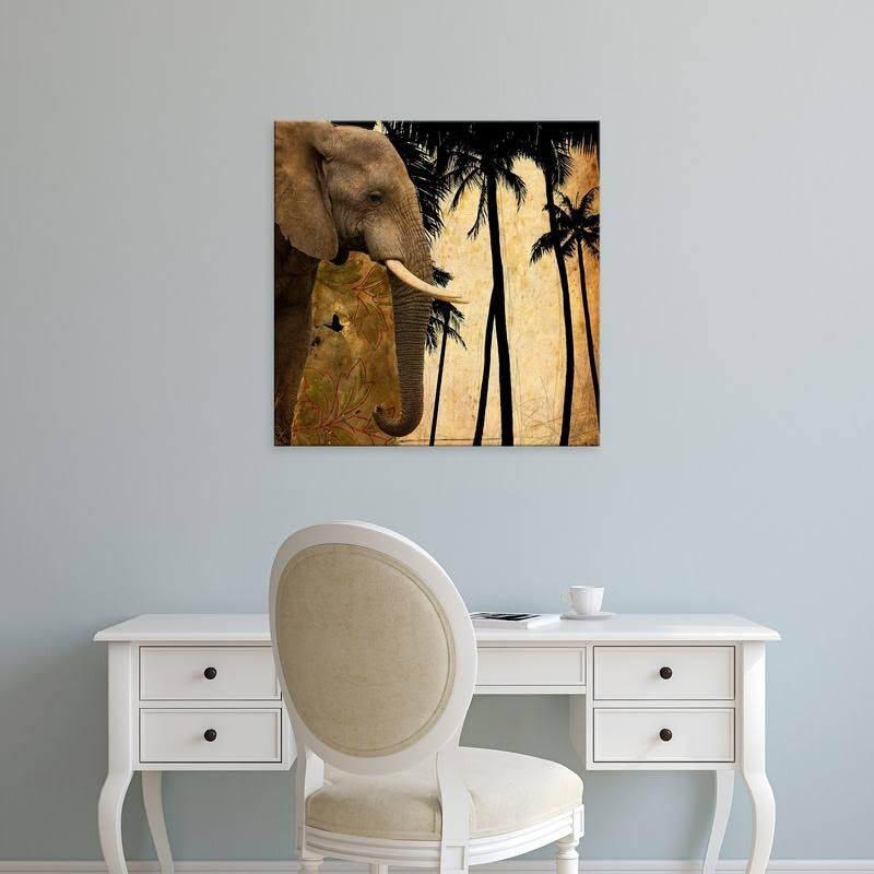 Easy Art Prints GraphINCs Mighty Elephant 1 Premium Canvas Art - 24 x 24 - Brazilian Barnwood Frame WDP8_N1FHB10