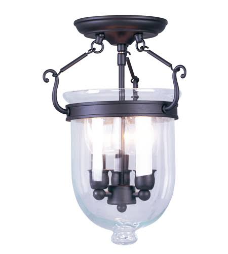 World of Crystal Semi Flush Mounts 3 Lights with Clear Steel Drum Bronze Size 10 Inches 180 Watt WC6995 BVU5_F5CYX70