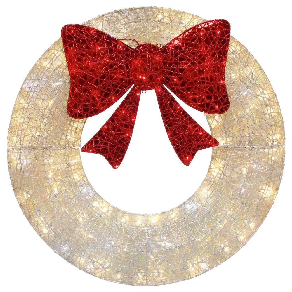 36 in. Warm White and Red Wreath with Twinkling Lights KLB8_P2MKO36