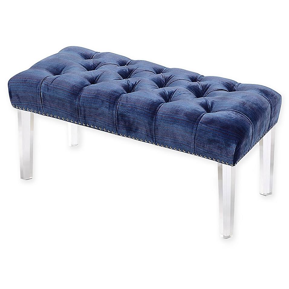 Chic Home Teresa Velvet Ottoman Bench in Blue GTY1_Q4WPH99