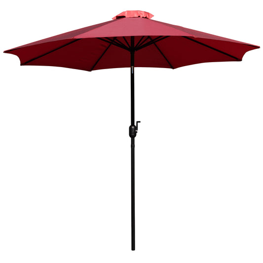 Bundled Set - 9 ft Round Umbrella  Universal Cement Waterproof Base - Red Without Base BKG9_Z4NJX92