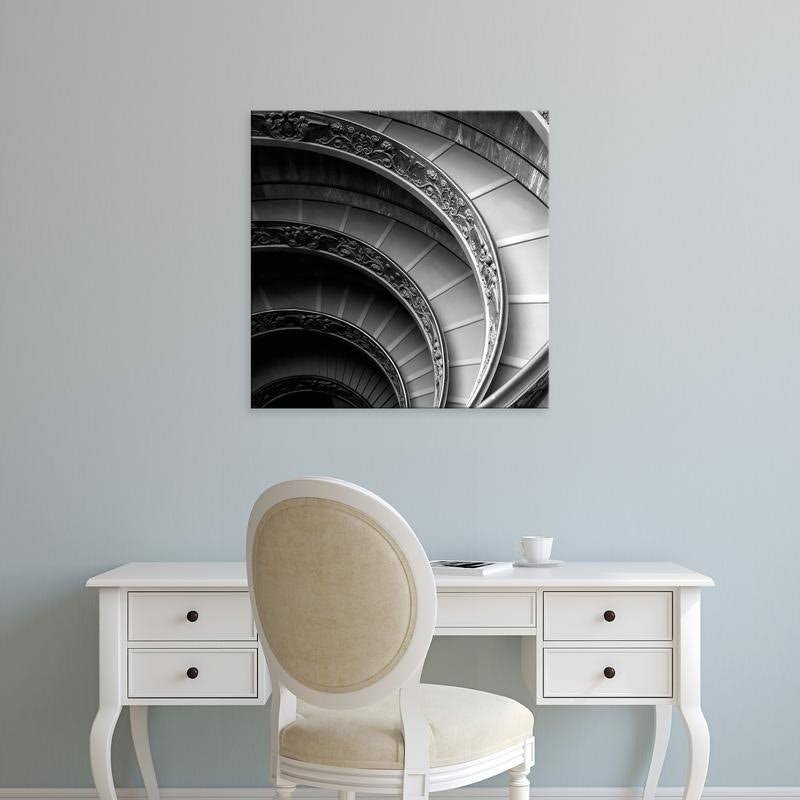 Easy Art Prints PhotoINC Studios Spiral Staircase NO. 1 Premium Canvas Art - 36 x 36 - Classic Black Frame ILL7_D6RDD81