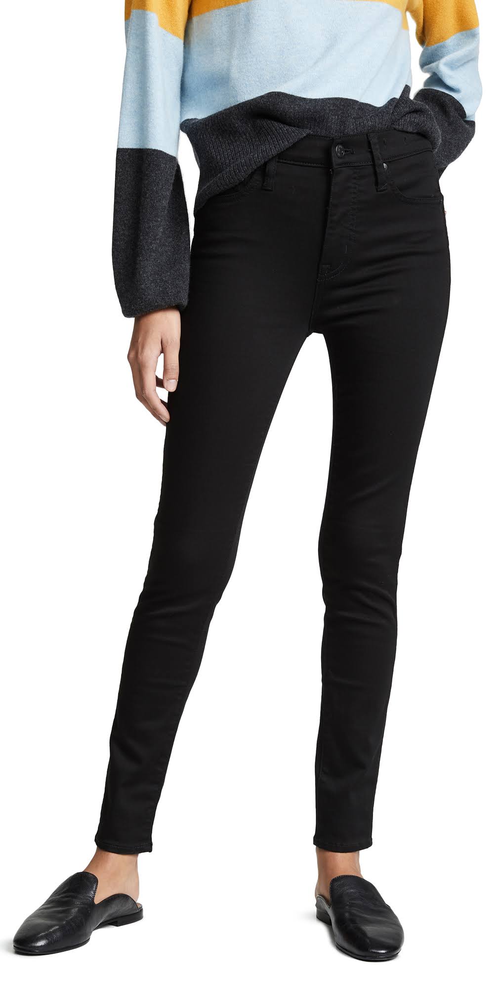 Womens Madewell 10-Inch High Rise Skinny Jeans, Size 28 - Black MFT6_G6ETF49