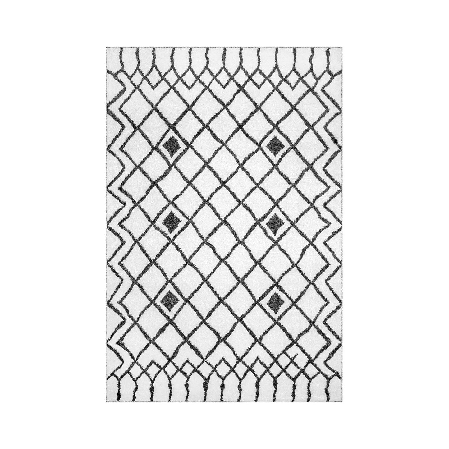 nuLOOM Remi Modern Lattice Black and White 6 ft. 7 in. x 9 ft. Area Rug PGV5_S0TBD73