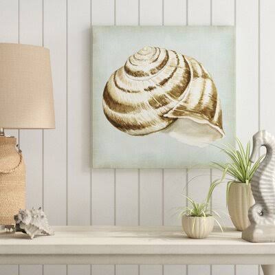 sea Dream Shells I& Painting on Canvas Highland Dunes Size: 21.50x22 H x 21.50x22 W x 1.375x22 D, Format: Gold Frame BGG0_U4LKN93